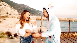 Holland hoe Taylor Sands ravages a boy in a unicorn onesie