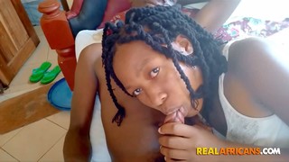 Real Homemade Amateur African Girlfriend Sucking BBC in Sex Tape